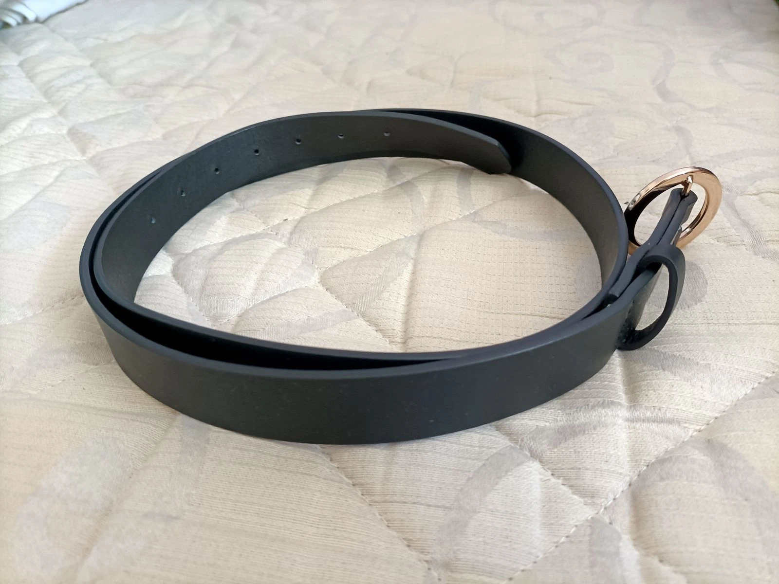 Ceinture noire avec boucle ronde effet écaille de tortue – photo 2